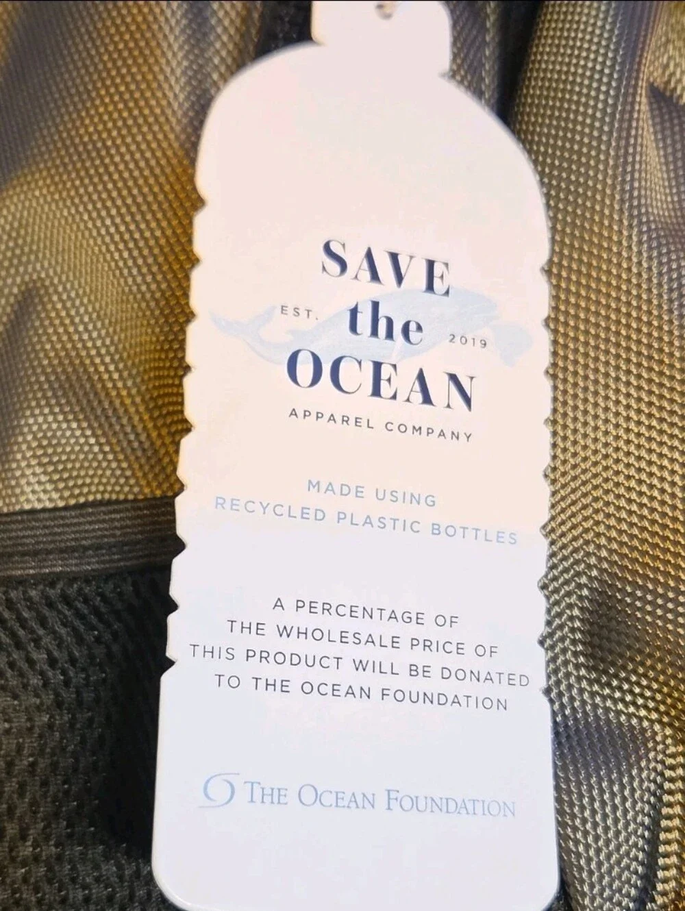 SAVE THE OCEAN Olive Green Sustainable Sling Bag - Travel Crossbody NWT - Picture 3 of 7